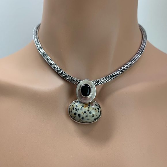 Silpada EXT RARE DALMATIAN JASPER SET - Bracelet - Ring - Pendant Sterling - Picture 2 of 16